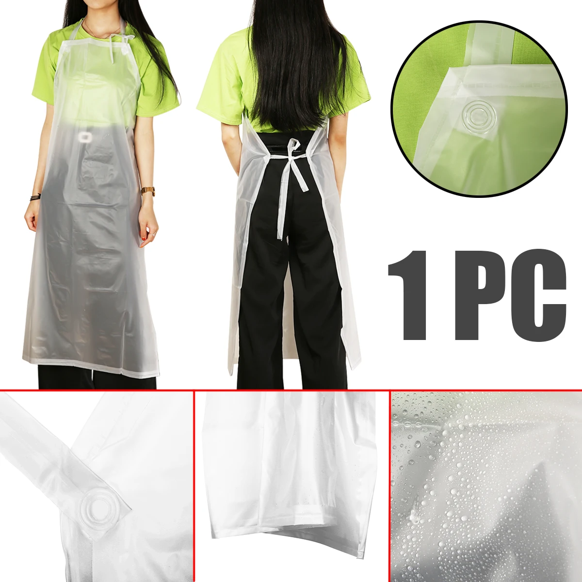 

Transparent PVC Apron Vinyl Waterproof Oil Resistance Apron Multi-use Kitchen Cooking Clear Back Tie Household Apron for Unisex