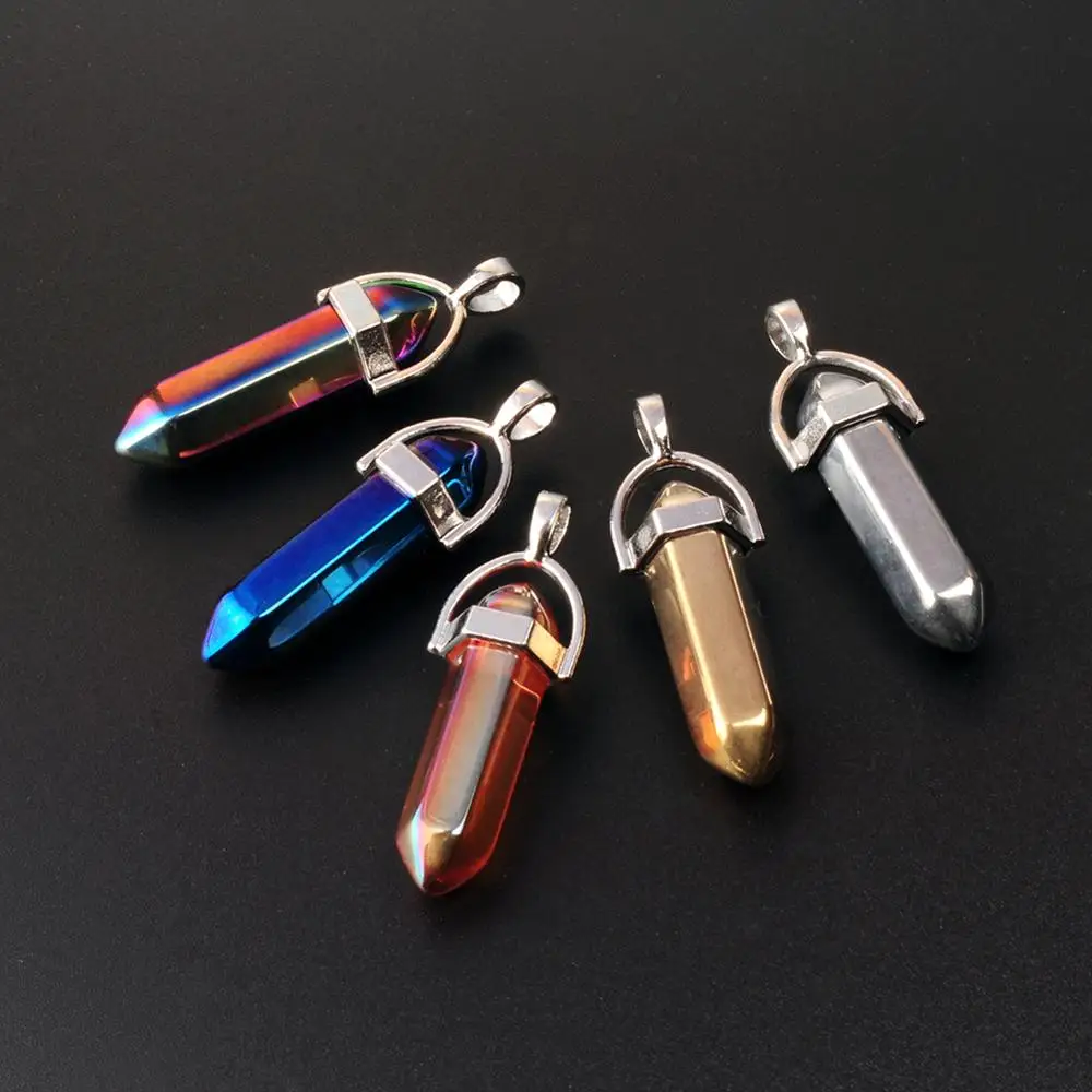 

Wholesale 24pcs Fashion Crystal Natural Stone Metal Colorful Bullet Power Pendants Charms Fit Necklaces Choker Jewelry Making