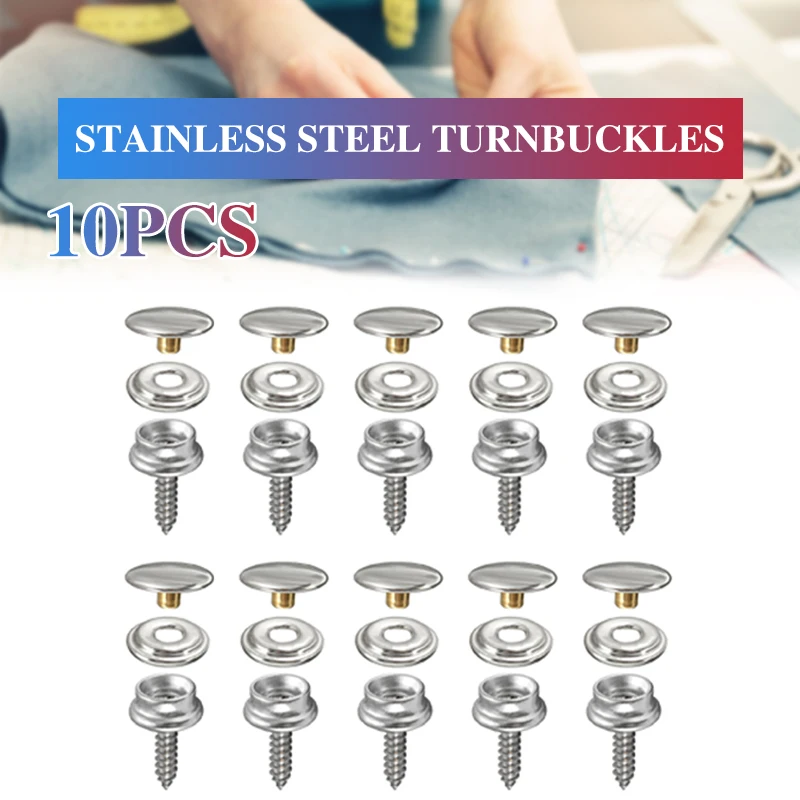 

10Set 3/8" 15mm Snap Fastener Screw Buttons Copper And Screw Studs And Stainless Steel Material Consists Of Buttons Sockets