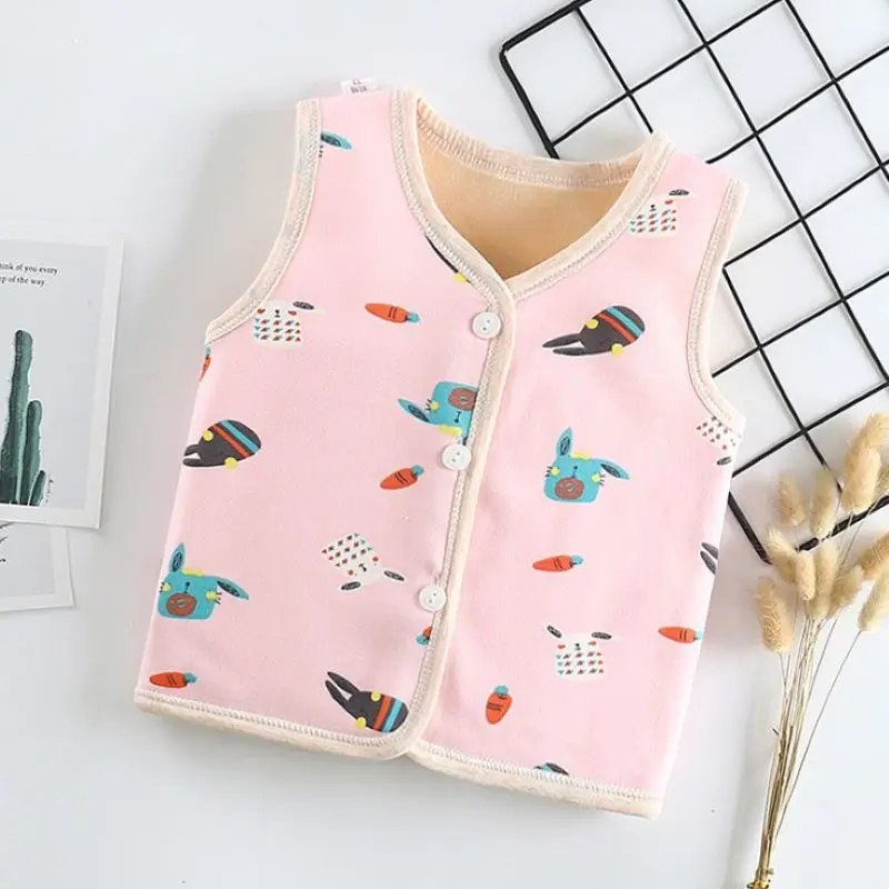 2020 new Toddler Vest Cotton Printed Kids Thick Waistcoats Infant Winter Thick Warm Outerwear Children Baby Boys Girls Clothing
