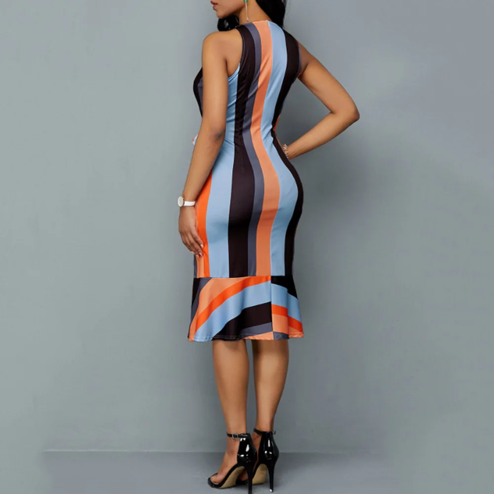 Летнее платье для девочек модные африканские Для женщин без рукавов облегающее в