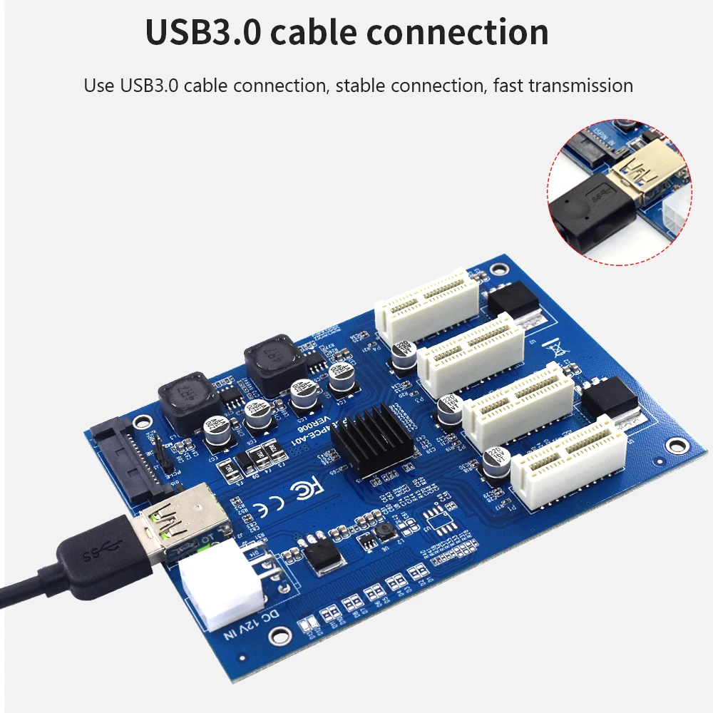 Адаптер усилителя TISHRIC PCI Express Райзер от 1 до 4 PCI-E PCIE USB 3 0 Концентратор 1X X16 адаптер