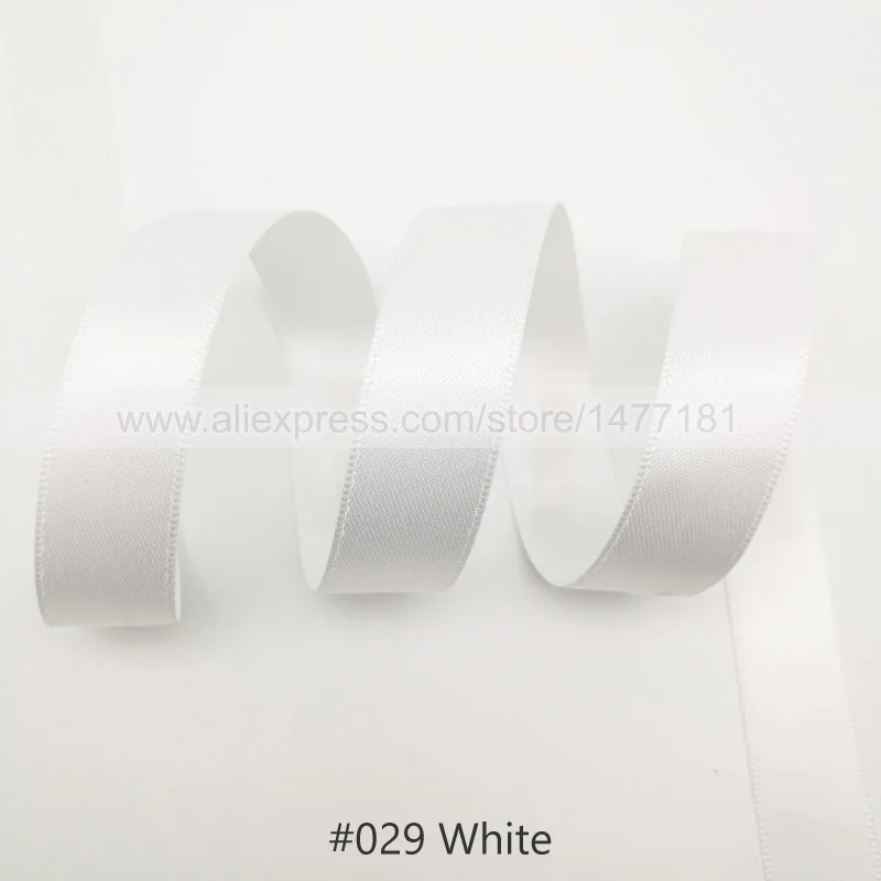 029 White 25 Yards) 6 9 16 25 38 50 мм атласная лента Двусторонняя лента высокого качества полиэстер Двусторонняя лента банты изготовление тканей - Цвет: 029 White