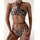 Купальник сексуальный женский, бюстгальтер с вкладышами пуш ап, бандажный, Леопардовый, комплект бикини, купальник, 2021 Купальники