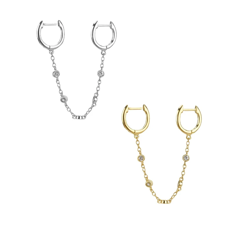 

Женские серьги-гвоздики с кристаллами, серьги на длинной цепочке, украшение для хряща, 2022