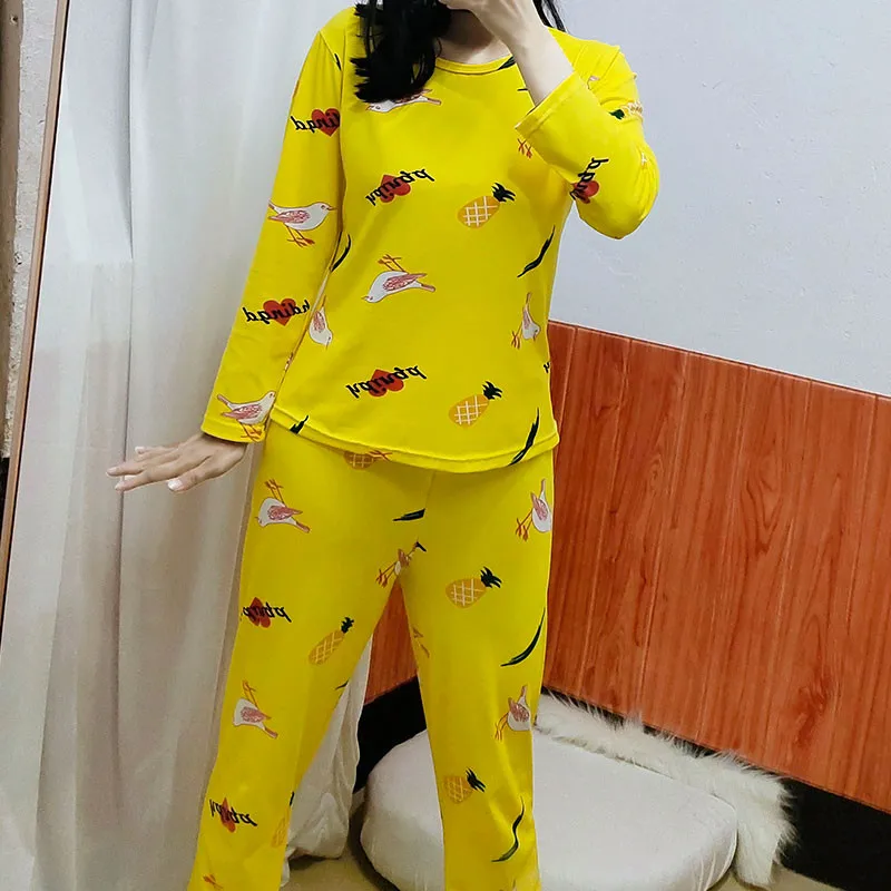 2020 г. весенне-осенний пижамный комплект с рисунком птицы желтые пижамы принтом Ms.