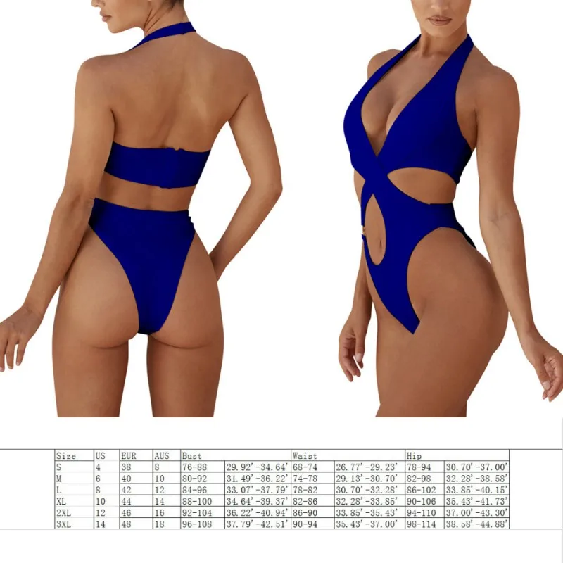 

Women Hollow Bikini Sexy Solid One-piece Super Cool Summer Swimming Beachwear