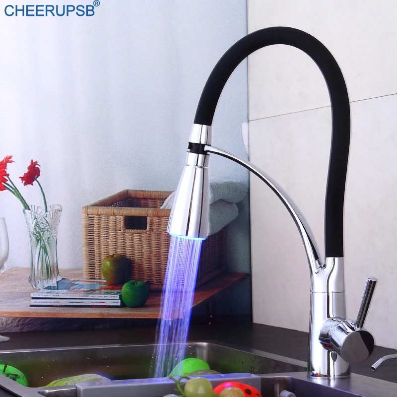 Кухонный Смеситель Grifo Cocina выдвижной кран со светодиодсветильник вращающийся