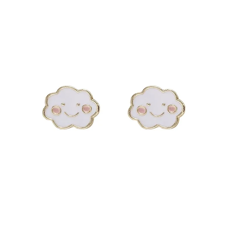 

Korean Sweet Cute Little Cloud Clip on Earrings No Hole Simple Small Simle Face Cloud Earrings No Piercing for Kids Girls Women