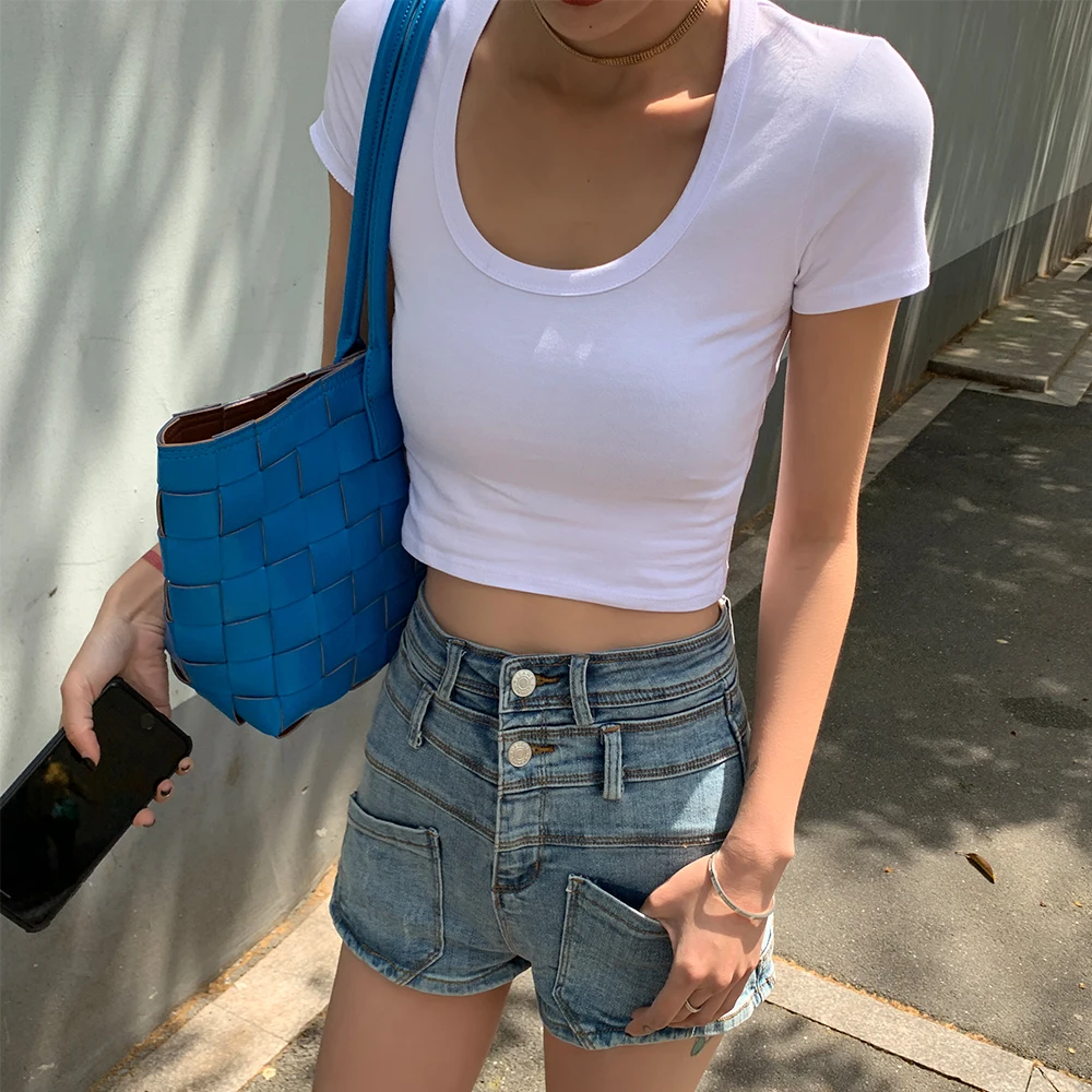 Базовый белый топ футболка элегантные женские футболки с коротким рукавом