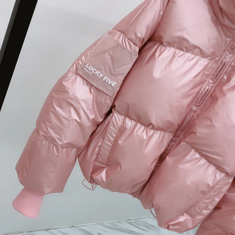 Зимняя Глянцевая парка 2019 женское водонепроницаемое пальто куртка с вышивкой