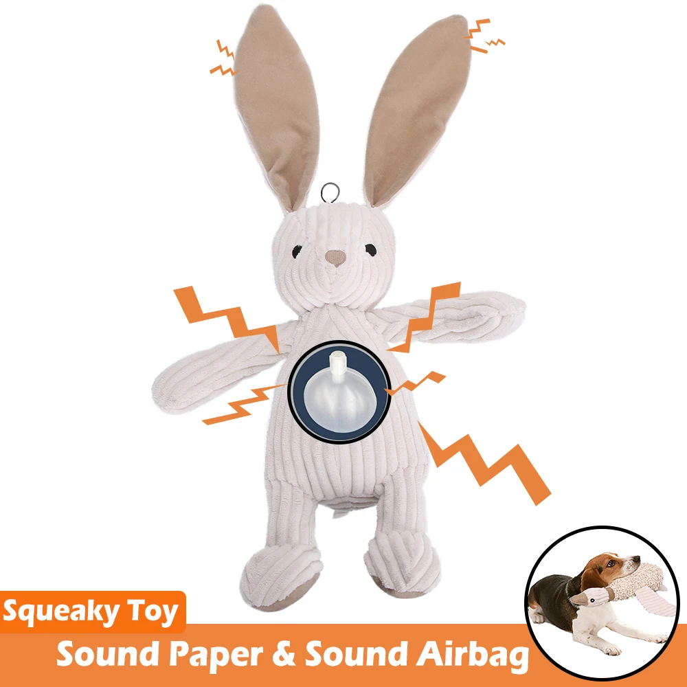 

Флисовая игрушка-пищалка для маленьких и больших собак, Интерактивная жевательная игрушка в форме кролика для агрессивных собак, пищалка д...