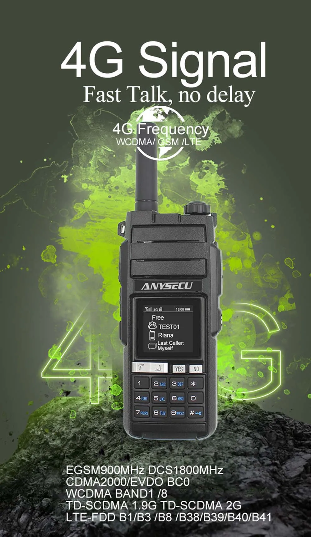Anysecu 4G LTE Android Walkie Talkie 4G-HD700 сетевой телефон Радио прочное переговорное устройство смартфон Настоящее PTT радио