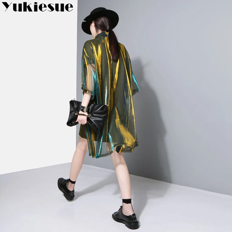 Женское прозрачное пальто с отложным воротником Длинная ветровка рукавом три