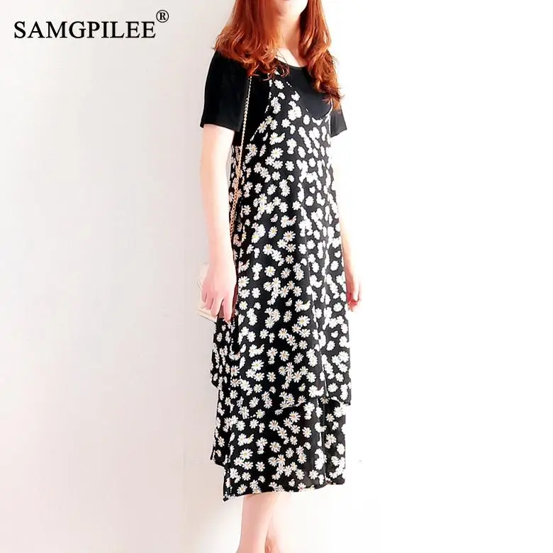 Женское платье футболка с принтом и оборками повседневное ТРАПЕЦИЕВИДНОЕ ПЛАТЬЕ