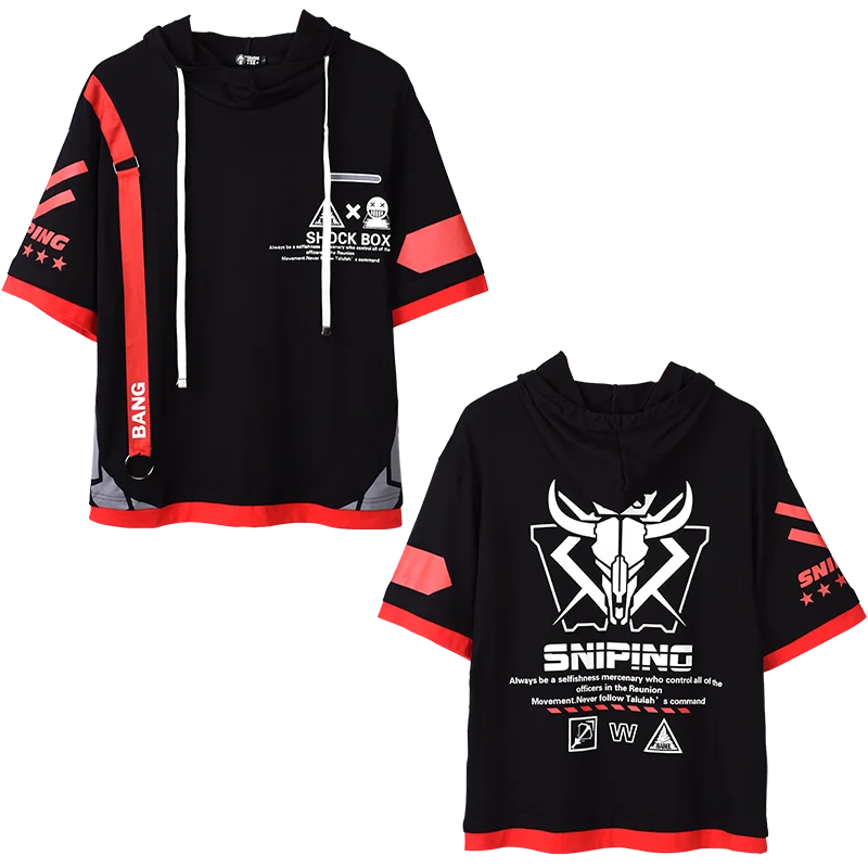 Футболка с капюшоном и коротким рукавом для мужчин женщин повседневная Модная