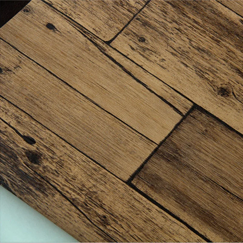 

PVC Waterproof Wallpaper Vintage Simulation Plank Wood Grain Wall Sticker Living Room Bedroom Walkway Background Wall paper 3D