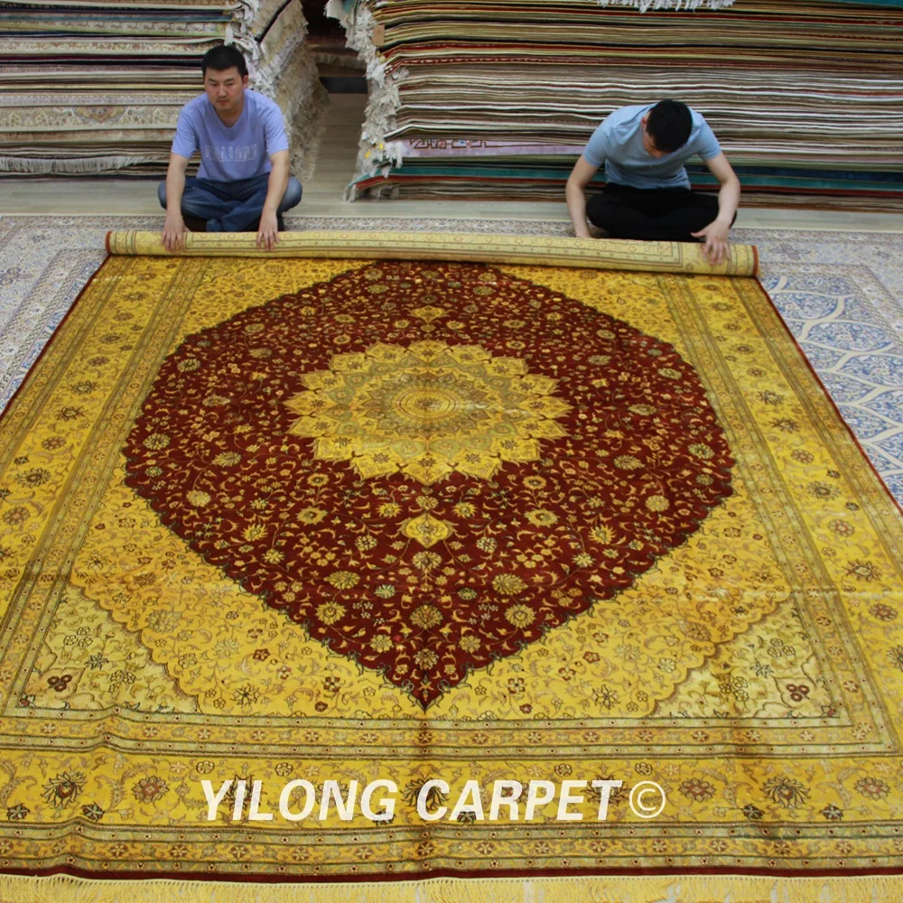 Koop Yilong 9'x12 'Antieke Klassieke Perzisch Tapijt Grote Rode Medaillon Vantage Traditionele Tapijt Ontwerpen (0901)
