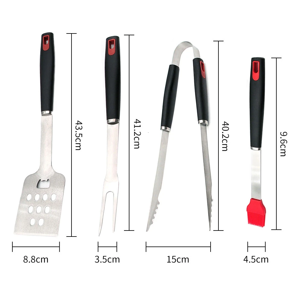 4pcs Stainless Steel Barbecue Grill Tool Set Tong Brush Fork Spatula Shovel For Kitchen Picnic Outdoor BBQ Tools Drop Shipping |
