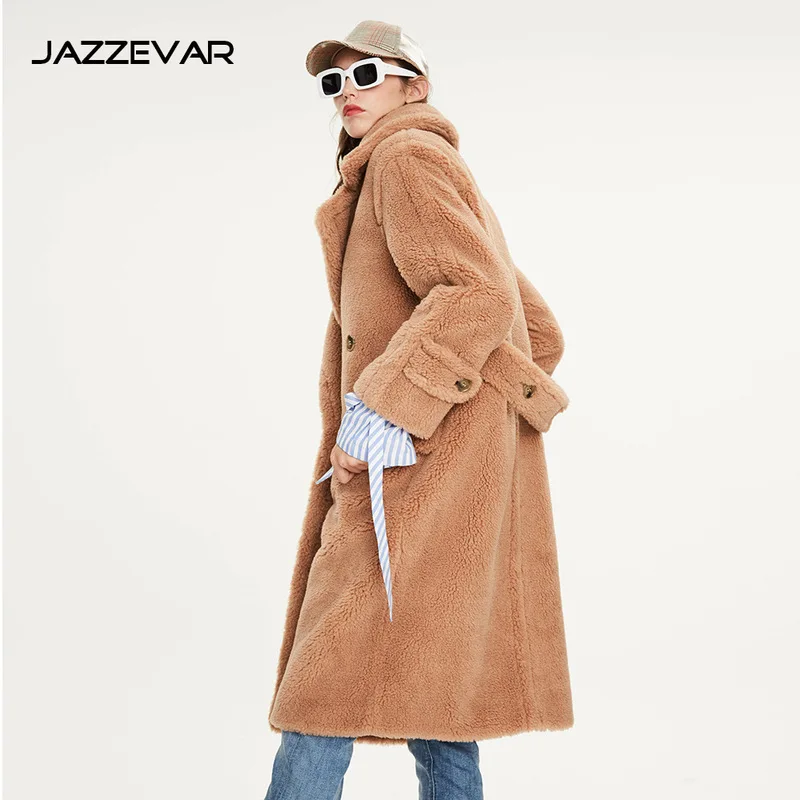 Женское пальто из искусственного меха длинное с плюшевым мишкой женская одежда