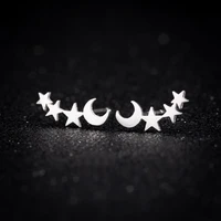 2021 wholesale fashion copper alloy heart stud earrings for women girls minimalist star moon earing jewelry accessories gift