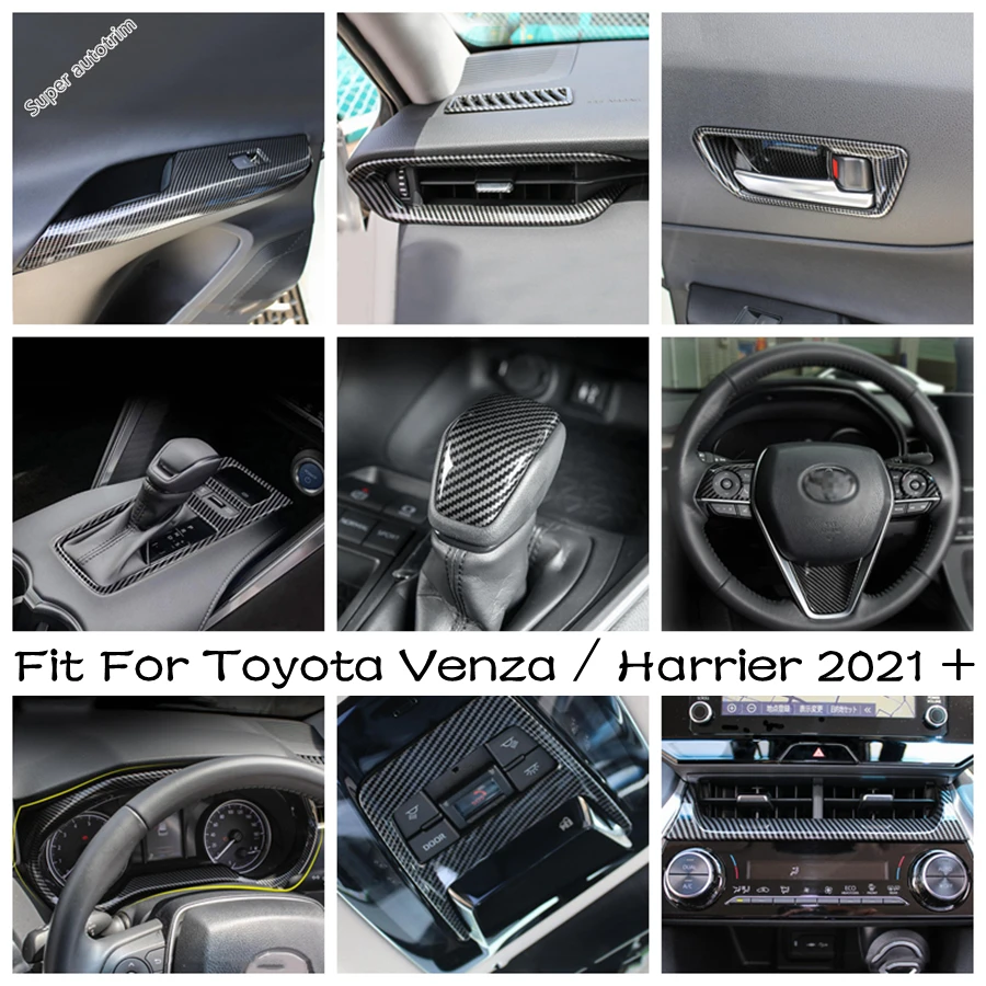 

Center Console Dashboard Panel AC Cover Steering Wheel Trim Carbon Fiber Look Accessories For Toyota Venza / Harrier 2021 - 2023