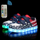 Детские светящиеся кроссовки унисекс, повседневная обувь со светодиодной подсветкой, зарядка через USB, с радиоуправлением, с люминесцентной подошвой, для мальчиков, Размеры 25-37