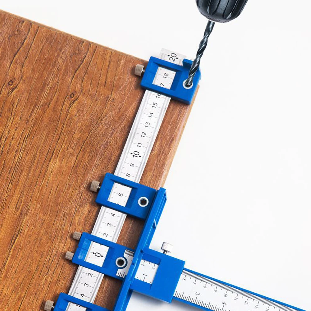 

Adjustable Hole Punching Locator Cabinet Handle Opening Punch Ruler Drilling Dowelling Hole Saw Locator for Woodworking