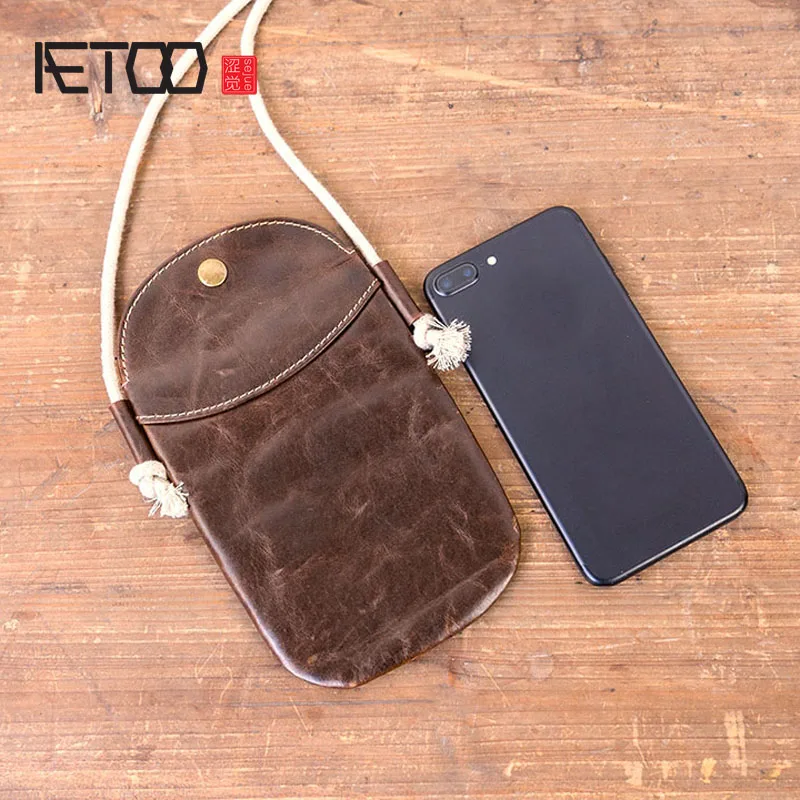 Сумка через плечо AETOO женская летняя из натуральной кожи в стиле ретро мобильный