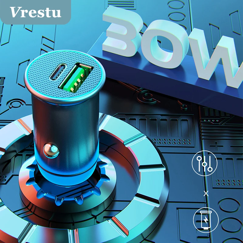 

Mini Car Charger Quick Charge QC 4.0 3.0 USB Type C Charger PD 3.0 Type C Fast Charging for iPhone Samsung Xiaomi iPad Tablets