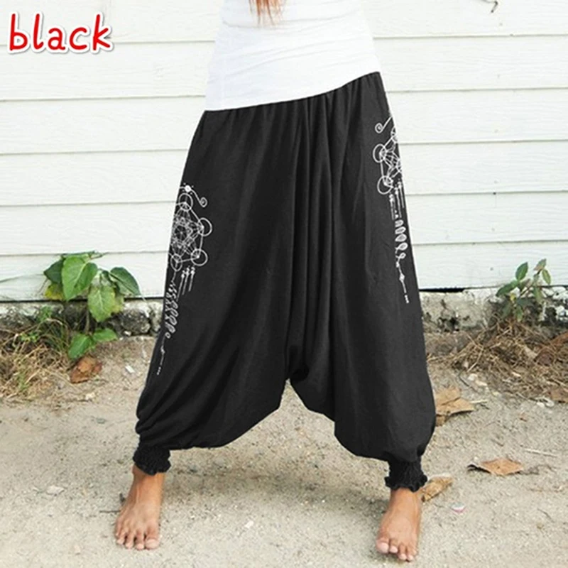 Женские Пляжные штаны Boho Gypsy хиппи женские широкие с геометрическим принтом