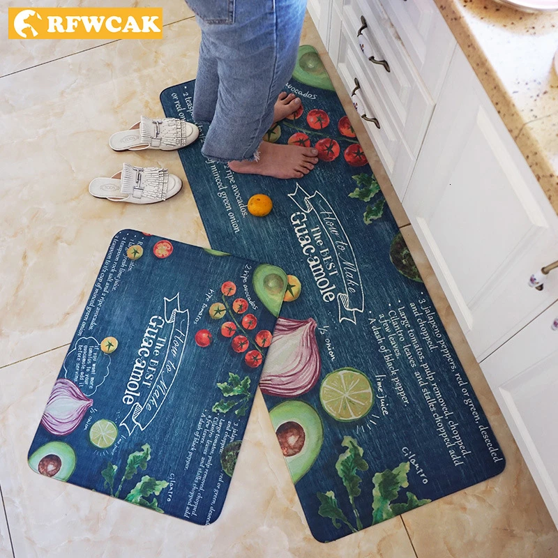 

Kitchen Mat Waterproof Oilproof Kitchen Rug PVC Leather Anti-fatigue Kitchen Carpet Non-slip Doormat Tatami Tapete Para Sala
