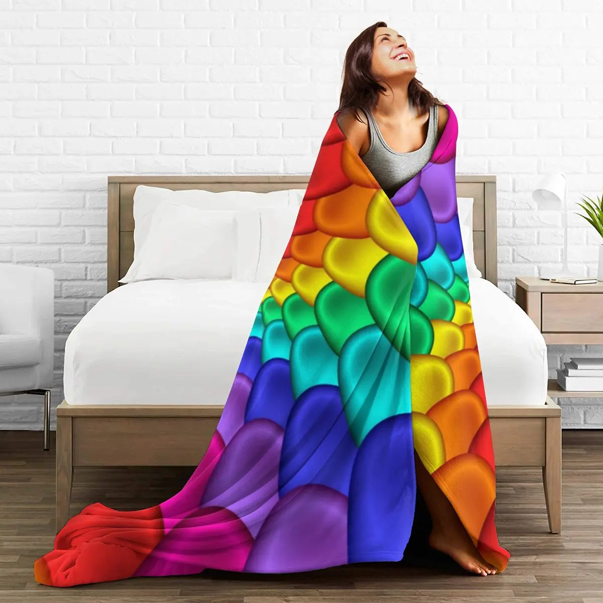 

Psychedelic Rainbow Microfiber Fleece Blanket Ultra Soft Throw Blanket Warm Flannel Blanket for Couch Sofa Bed Office
