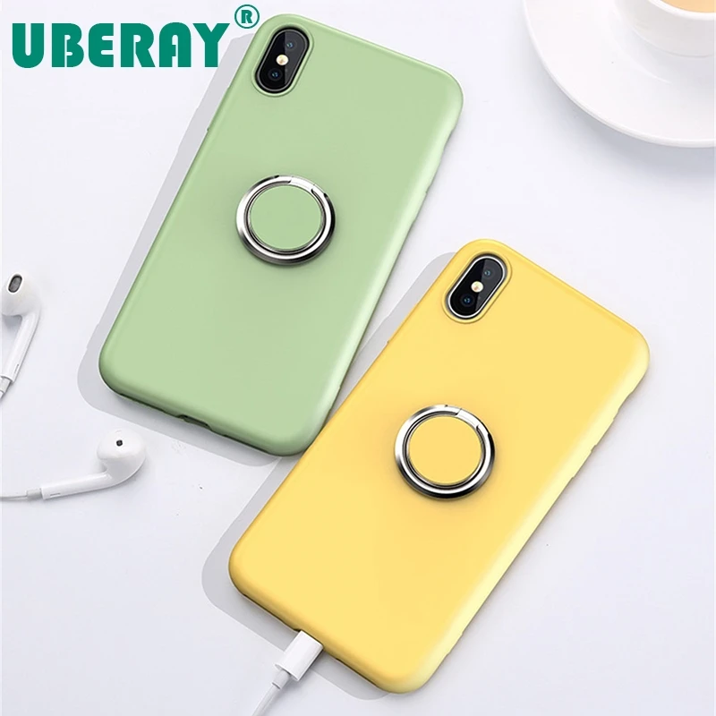 

Original Silicon Case For Redmi Note7 Pro Case Liquid Silicone Cover Kickstand Holder Phone Ring Cover For Xiaomi Mi9 Bag