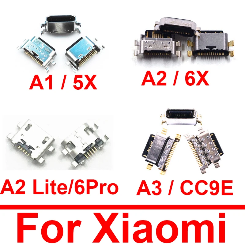 

2 шт., USB-разъём для зарядки Xiaomi Mi A1 A2 A3 5X 6X CC9E Lite Redmi 6 Pro