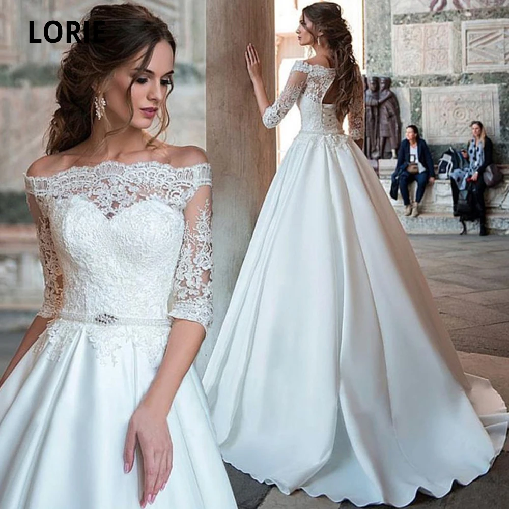 Свадебное кружевное платье LORIE с открытыми плечами и коротким рукавом Турция
