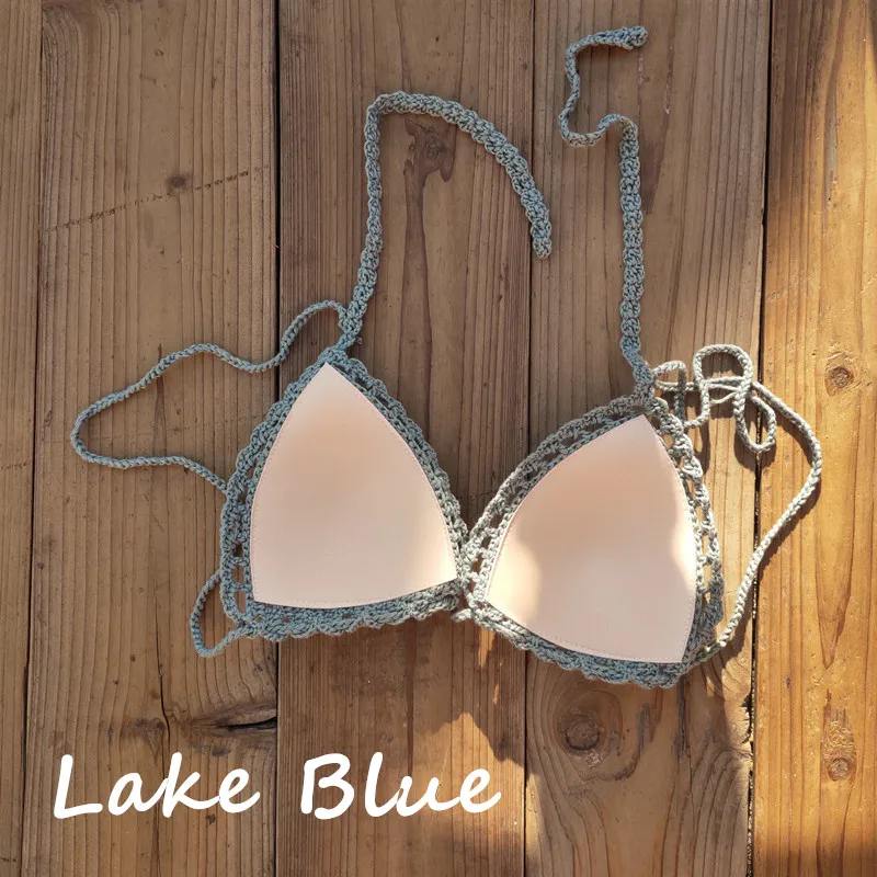 11 ручной работы вязаный крючком бикини пуш-ап комплект купальников с подкладкой