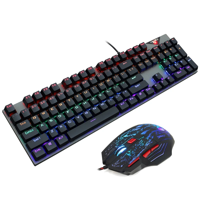 

Wired Gaming Keyboard Mouse Combo Gaming Keyboard Mouse Ergonomic RGB LED Rainbow Backlit Keyboard Mouse 5500DPI (Black)