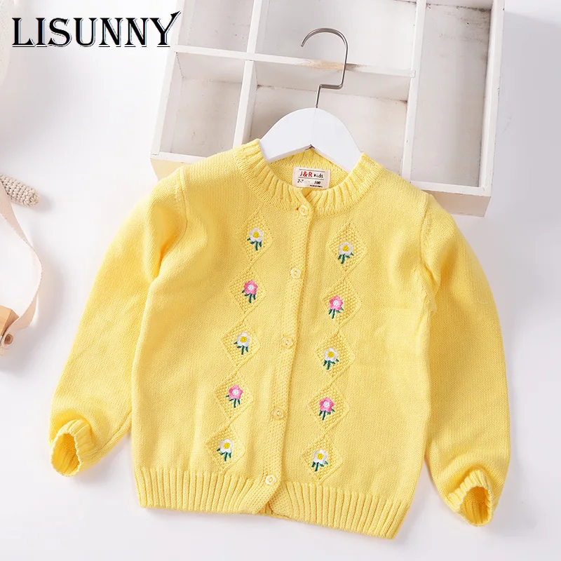 

Baby Girls Cardigan Sweater Autumn 2021 Infants Children Cotton Knitwear Embroidered Floral Fall Kids Coat Toddler Clothes 2-7y