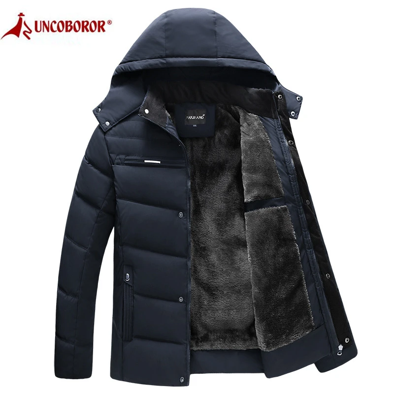 Winter Men's Thick Coats Warm Jackets Padded Casual Hooded Thermal Parka Windproof Jacket Overcoat Male Father's Clothing 4XL