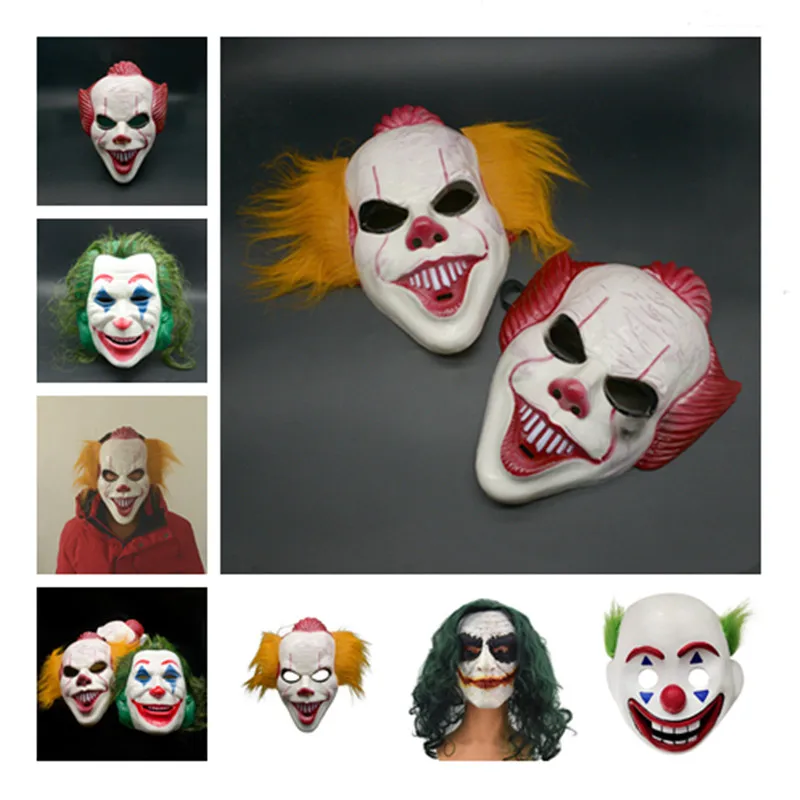 

Movie Scary Hard Plastic Mask Wig Party Costume Clown DC Mask The Dark Knight Cosplay Horror Joker Mask Prop Halloween
