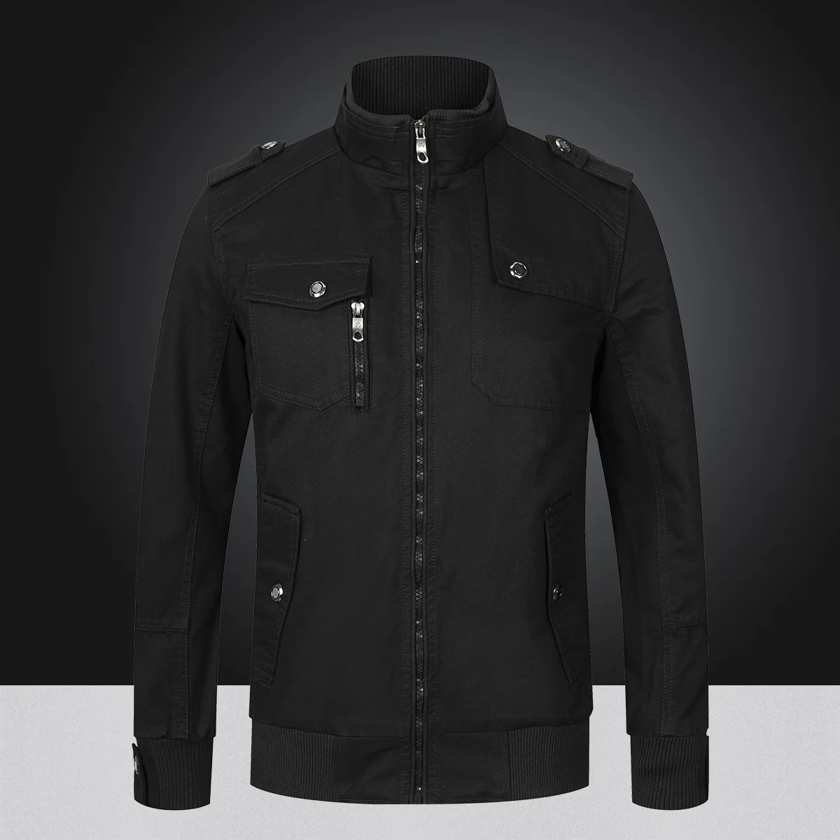 

2021 autumn new tooling jacket men's youth leisure stand collar jacket autumn winter cardigan jacket men's