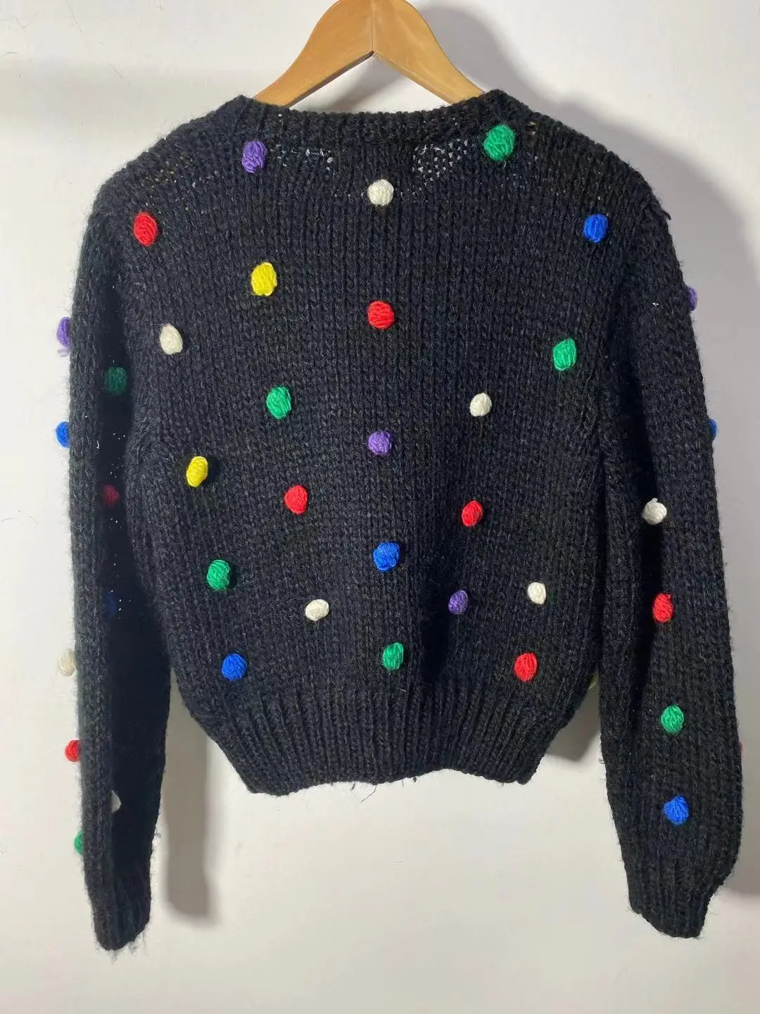 Женский вязаный однобортный Кардиган винтажный свитер с длинными рукавами