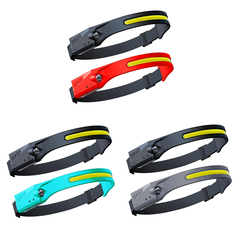 

2Pcs COB LED Headlamp Sensor Headlight Flashlight USB Rechargeable Torch 5 Modes Outdoor Work Head Lamp Light w/ Battery New