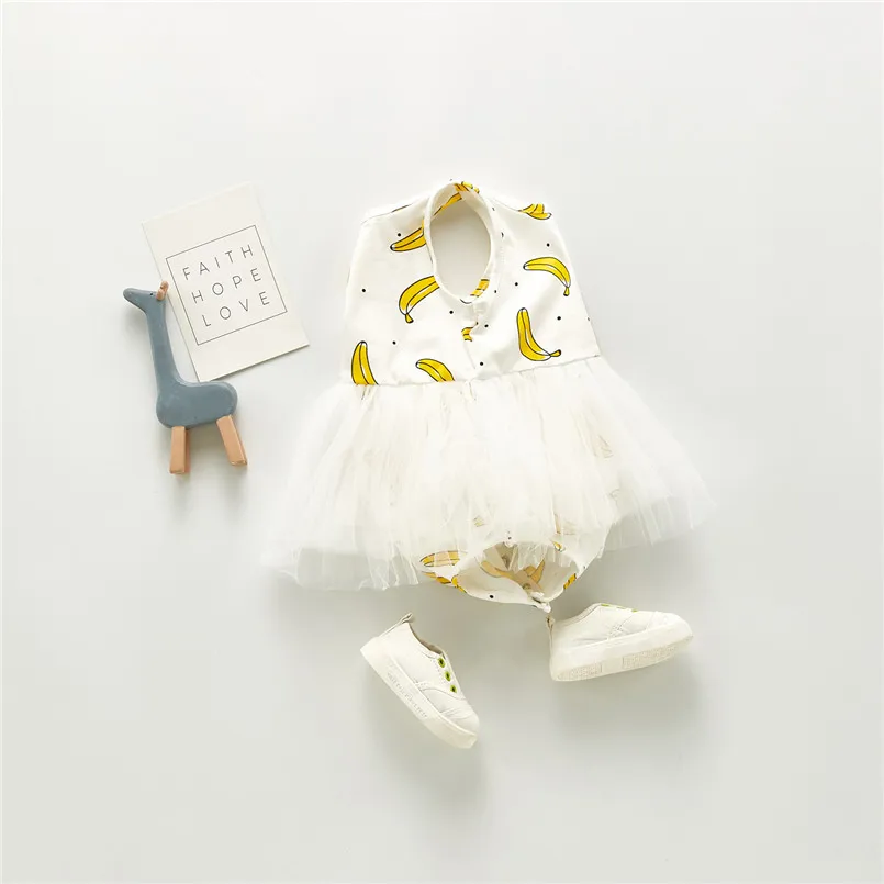 Милое белое Тюлевое платье для новорожденных девочек желтые костюмы без рукавов