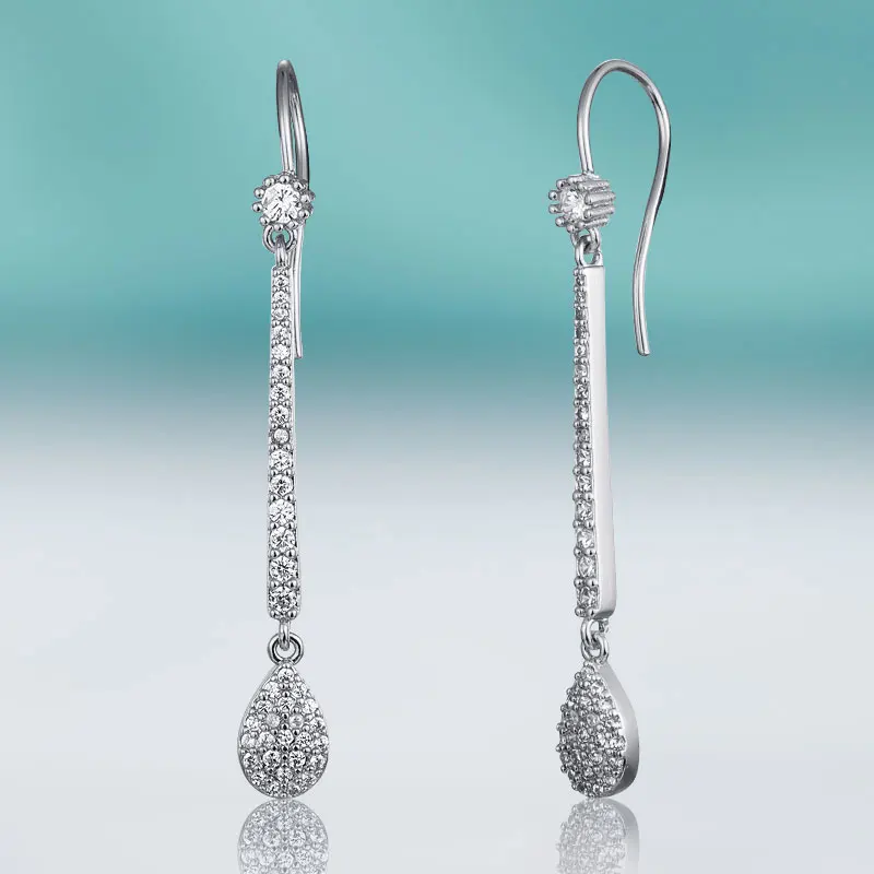 silver MAIKALE, классические висячие серьги в форме капли воды для женщин, медные, кубические, циркониевые, золотые, длинные серьги, модные, хорошее ювелирное изделие, вечерние, подарок - Окраска металла: silver