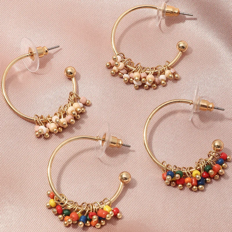 Богемные цветные серьги для женщин мода 2020 новые этнические с образной формы из