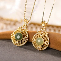 s925 sterling silver gold plated natural hetian jade gray jade pendant personality affordable luxury hollow crown pattern
