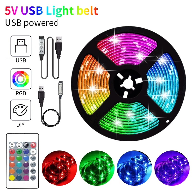 5 м USB Светодиодная лента 5050 SMD гибкая DC5V luces светильник ПА для гостиной ТВ фоновая