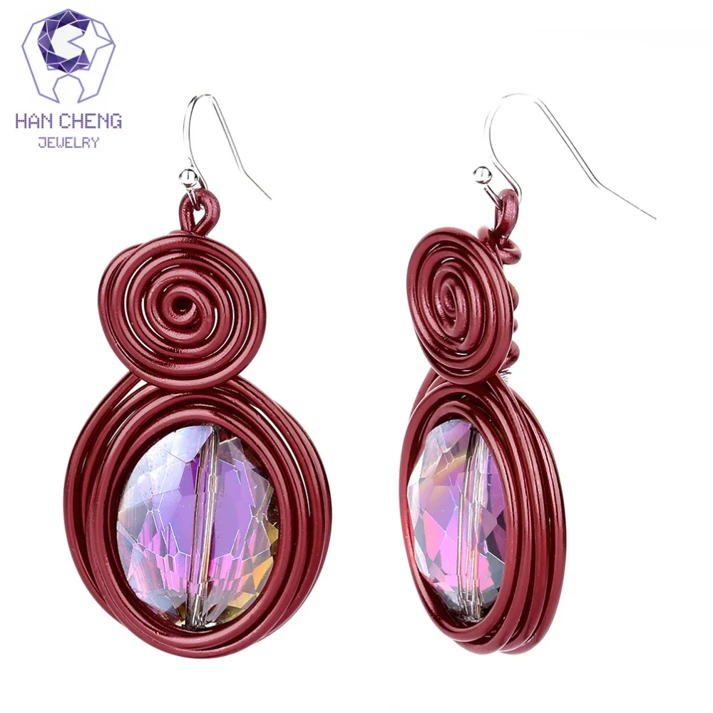 Женские большие висячие серьги HanCheng металлические серьги-подвески с кристаллами